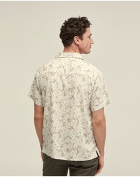 Oxford - Vinny Linen Blend Printed Short Sleeve Shirt