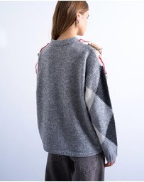 TOPSHOP - Knitted Argyle Distressed Jumper
