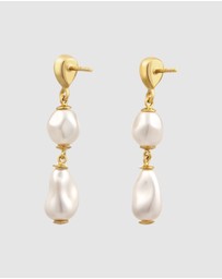Elli Jewelry - Earrings Stud Pearl Drop 925 Sterling Silver Gold-Plated