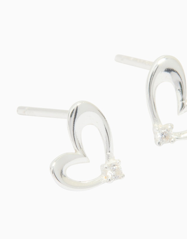 Lovisa - Sterling Silver Cubic Zirconia Heart Stud Earrings