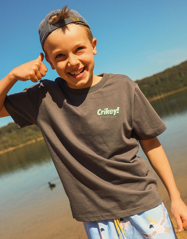 Skwosh - Crikey Boys Back Print Tee in Charcoal