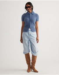 Decjuba - Rosie Fluffy Knit Polo Tee