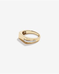Michael Hill - Diamond Accent Men's Signet Ring in 10kt Yellow and White Gold