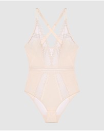 Passionata - Rodeo Plunge Opaque & Lace Lingerie Bodysuit