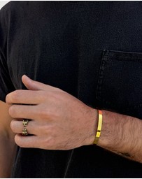 Nialaya Jewellery - Men's Gold Open Cuff Bangle