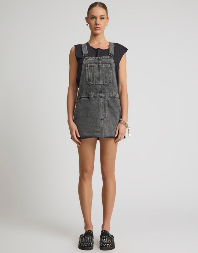 ONE TEASPOON - Raven Denim Mini Pini Dress - Washed Black