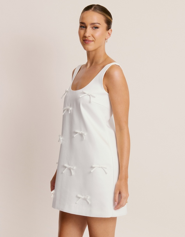 Six Stories - Scoop Neck Bow Detail Mini Dress