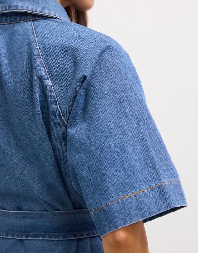The Fated - Twila Chambray Mini Shirt Dress