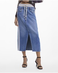Desigual - Hybrid denim midi skirt