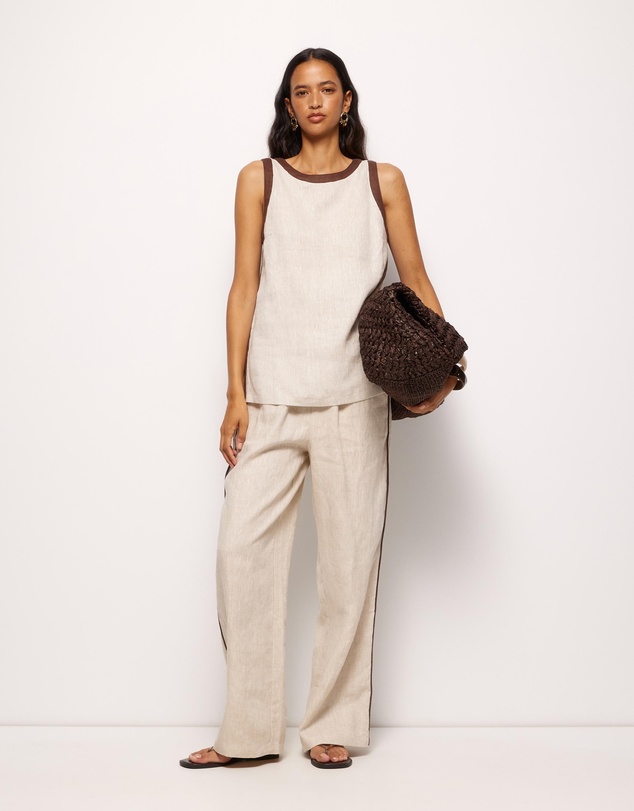 AERE - Ivy Contrast Detail Linen Top