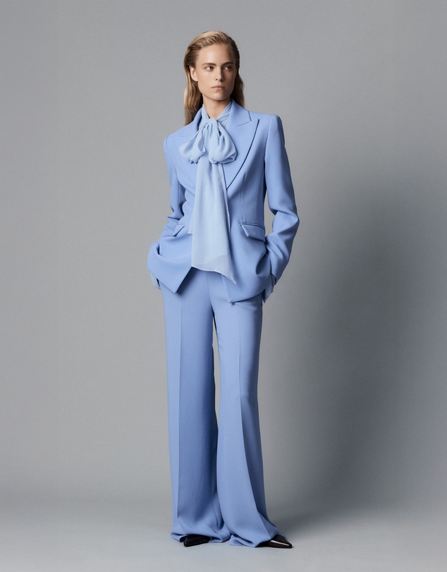 Carla Zampatti - Cornflower Crepe High Waisted Wide Leg Pant