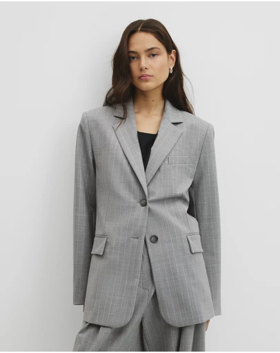 Country Road - Wool Blend Pinstripe Classic Blazer