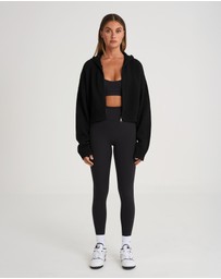 All Fenix - Zip Up Crop Knit Hoodie