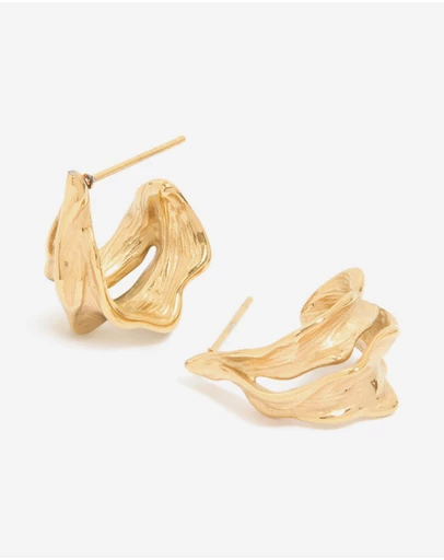 Lovisa - Waterproof Gold Plated Stainless Steel Molten Effect Hoop Earrings