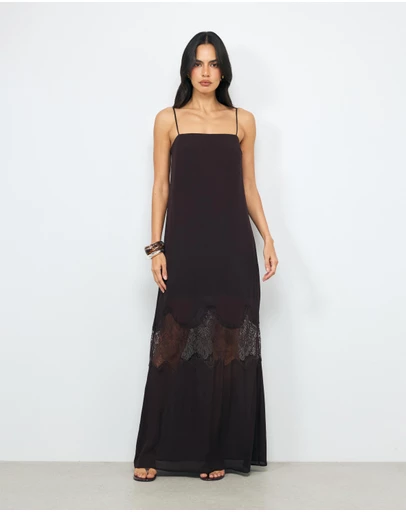 AERE - Alina Lace Insert Maxi Dress
