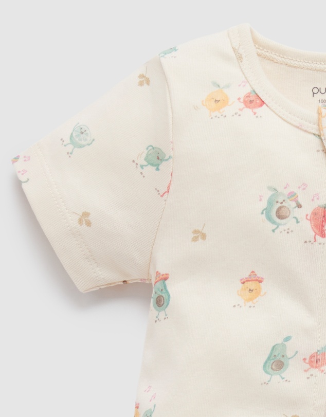 Purebaby - 2 Pack Short Sleeve Printed Growsuit -Babies