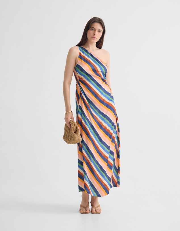 Oxford - Capri Striped One Shoulder Dress