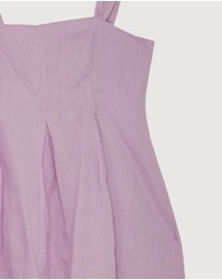 Revibe - Repaired AERE Inara Pleated Linen Midi Dress - AU 14