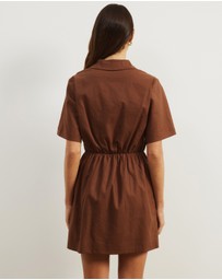 Atmos&Here - Remi Linen Blend Mini Shirt Dress