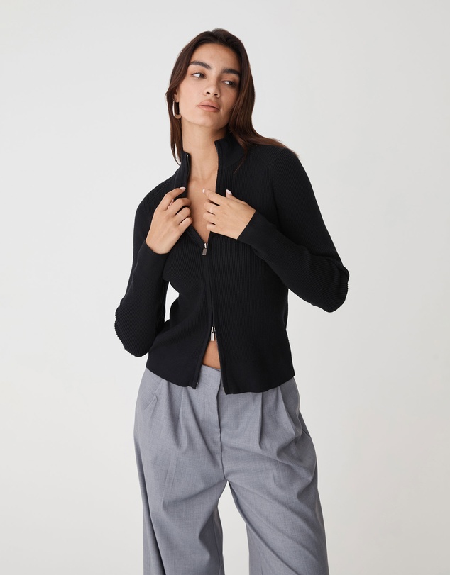 Forcast - Blake Ribbed Zip Cardigan