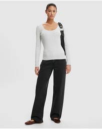 Cotton On - Scoop Neck Rib Long Sleeve Top