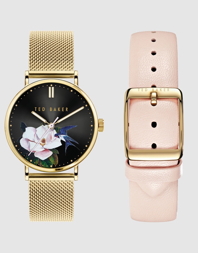 Ted Baker - Phylipa Floral Gold-Tone Watch and Strap Gift Set