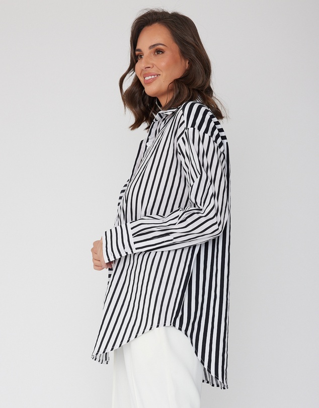 ALEXANDRA - Austin Shirt Mixed Stripe Black