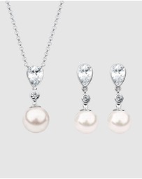 Elli Jewelry - Jewelry Set with Pearls Zirconia 925 Sterling Silver