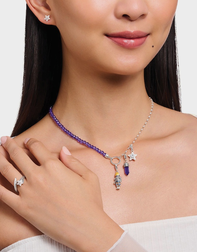 THOMAS SABO - Hexagon Charm with Imitation Amethyst and Fine Symbols