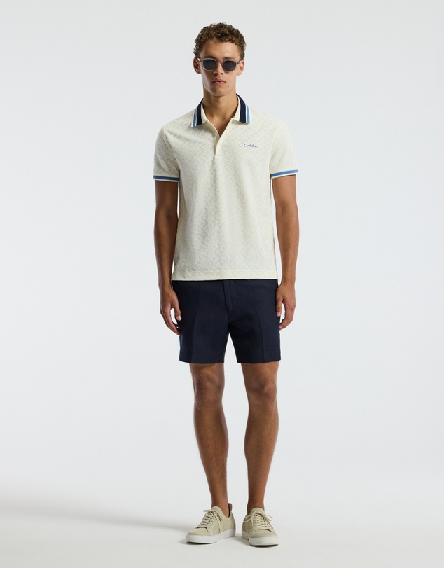 Calibre - Striped Trim Monogram Polo Cream