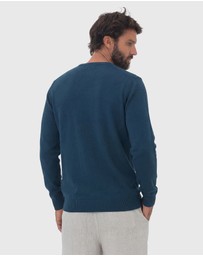 Coast Clothing - Crew Neck Cotton Jumper - Blue