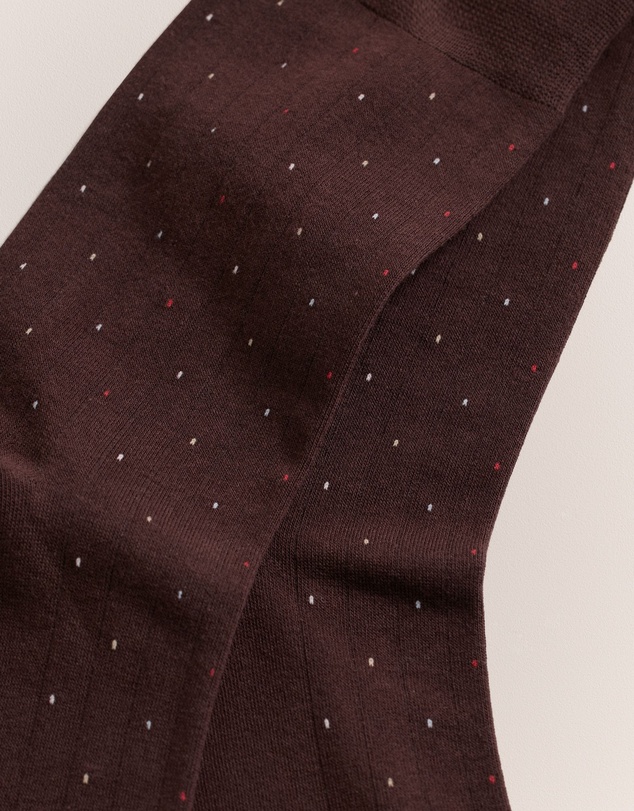 Trenery - Dot Rib Crew Sock in Espresso