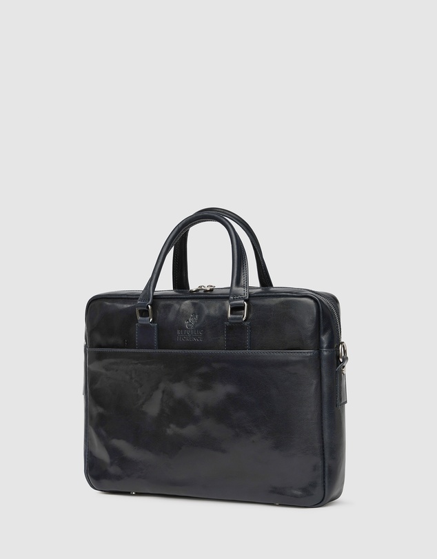 Republic of Florence - The Tokyo Blue Leather Laptop Briefcase