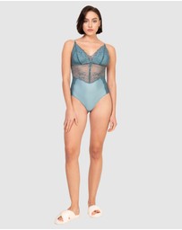 Oh!Zuza - V Neck Sheer Floral Lace Bodysuit