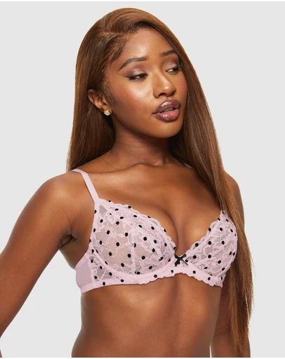 Ann Summers - Sexy Lace Flocked Non-Padded Plunge Bra