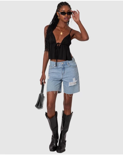 EDIKTED - Rylee Tie Front Open Back Top