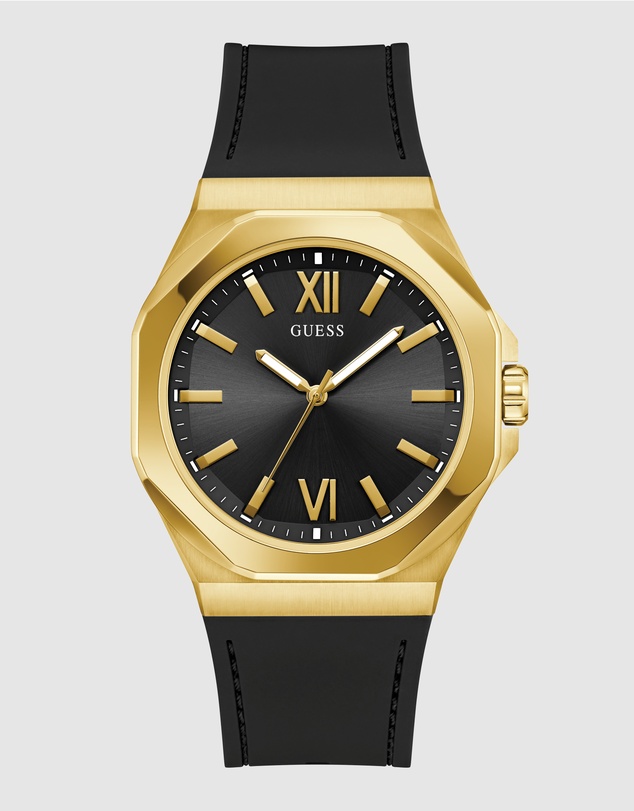 GUESS - Guess Men's Black Gold Tone 41.5mm Analogue Watch