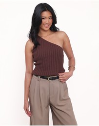 Petal & Pup - Arcadia One Shoulder Top - Chocolate