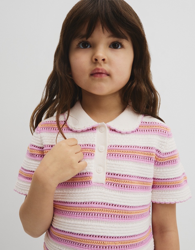 Country Road - Australian Cotton Short Sleeve Collar Knit Top