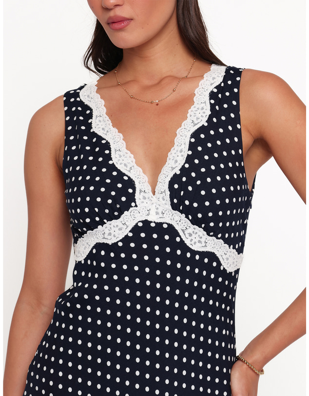 Petal & Pup - Jeanette Midi Dress - Navy/White Polka Dot