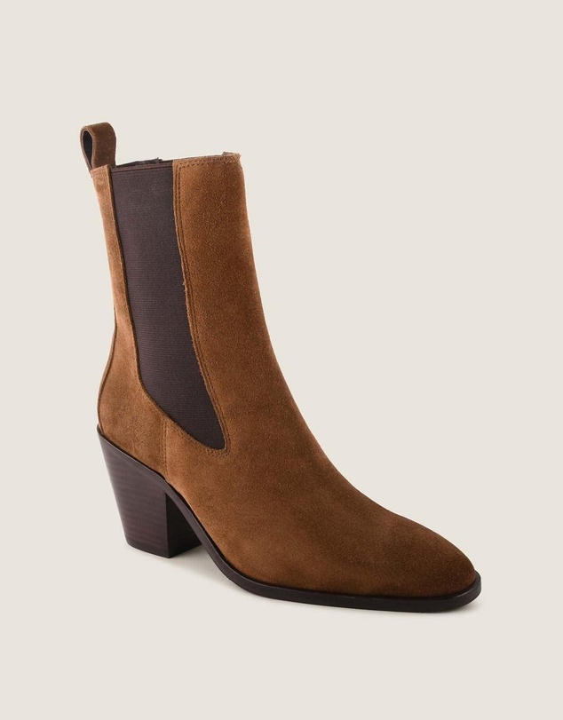 Shelly Shen - Ali Heel Ankle Boots Chestnut Suede