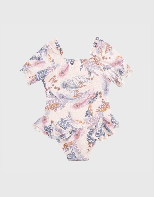 Aqua Blu Kids - Plumeria Short Sleeve One Piece - Kids