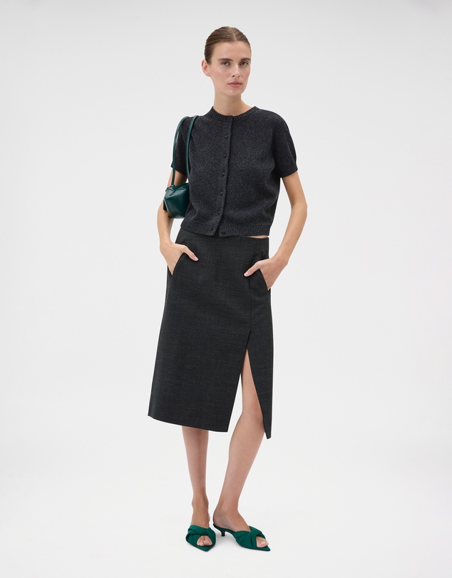 Oroton - Short Sleeve Wool Crew Cardigan