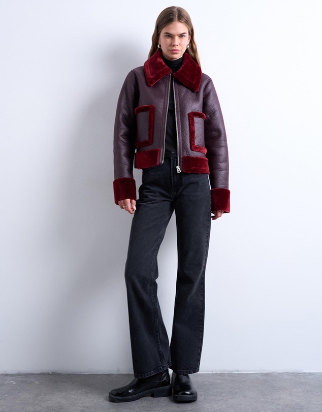 TOPSHOP - Faux Leather Cropped Jacket