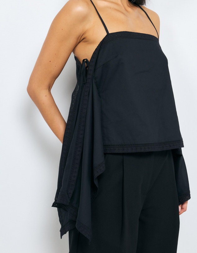 AERE - Piper Cotton Trim Detail Scarf Top