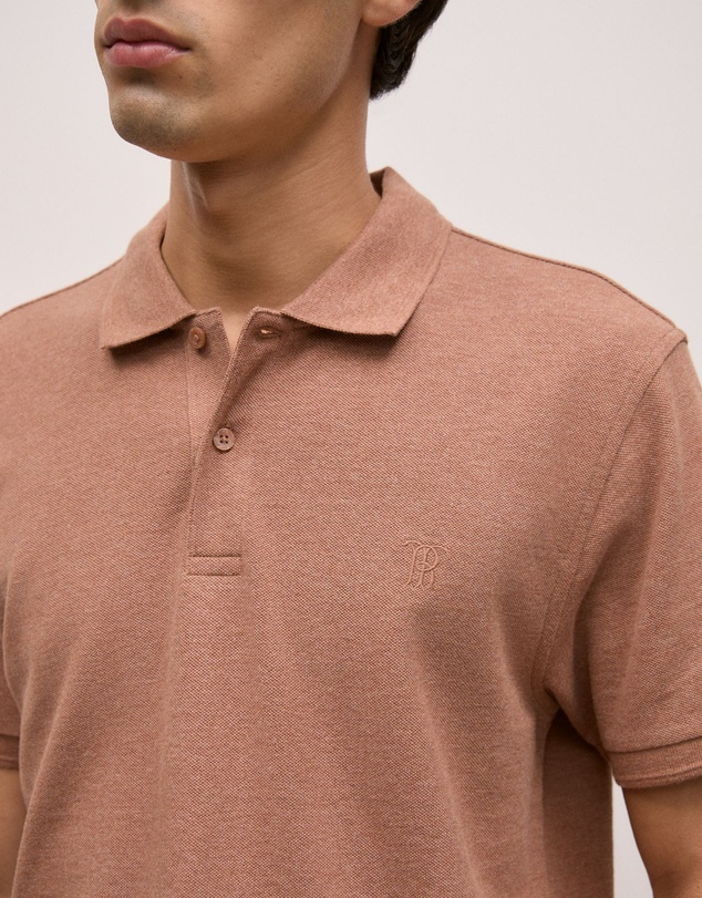 Trenery - Pique Marle Monogram Polo in Sierra