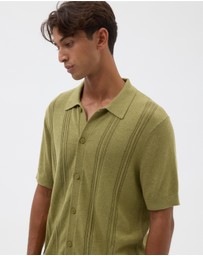 AERE - Silk Blend Textured Stripe Knit Shirt