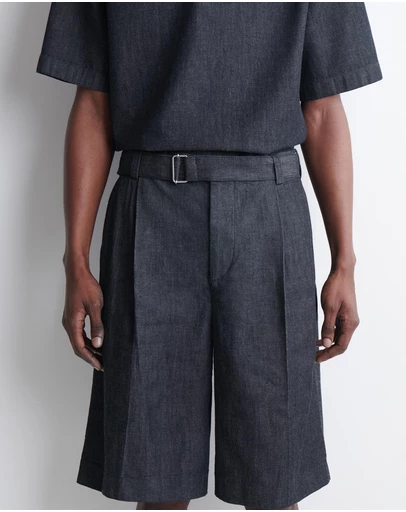 COS - Belted Wide-Leg Denim Shorts