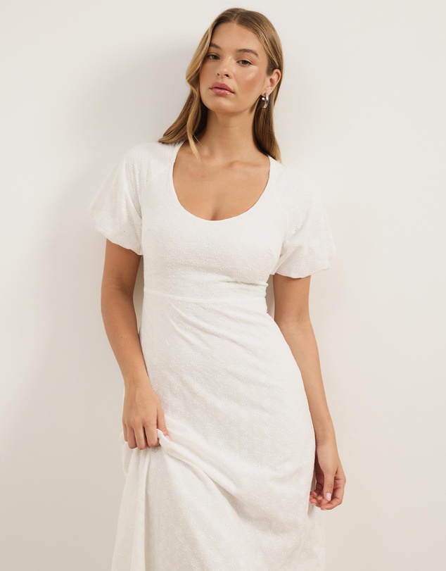 Atmos&Here - Belle Short Sleeve Broderie Midi Dress