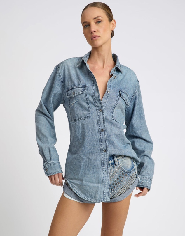 ONE TEASPOON - 25th Anniversary Limited Edition Everyday Studded Denim Shirt - Salty Dog